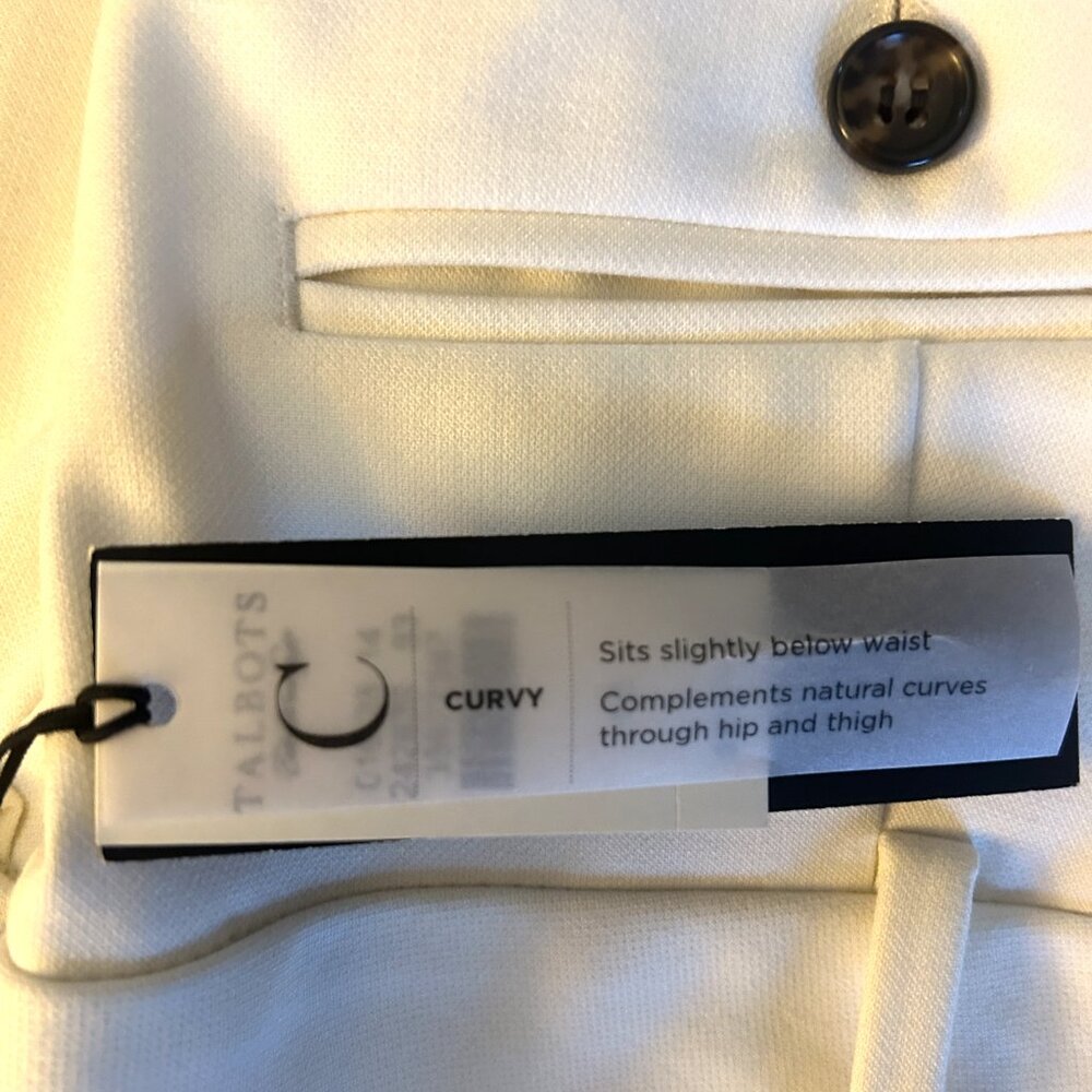 NWT Women's Talbots Curvy Pants, Off White - Picture 2 of 5